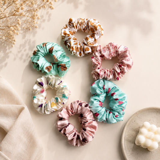 Set of 6 Satin scrunchies