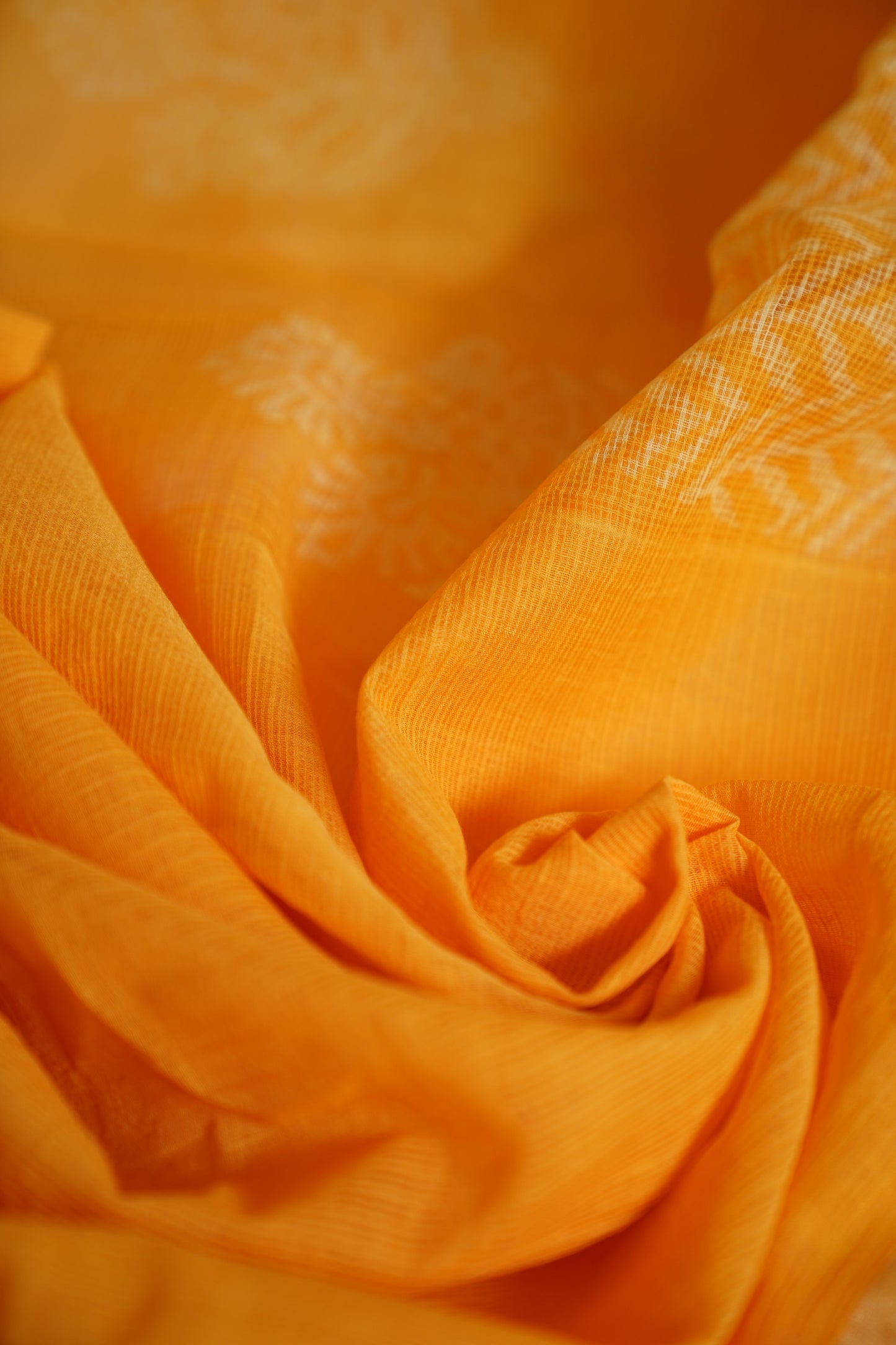 Turmeric Yellow Kota Doria Handblock Print Saree