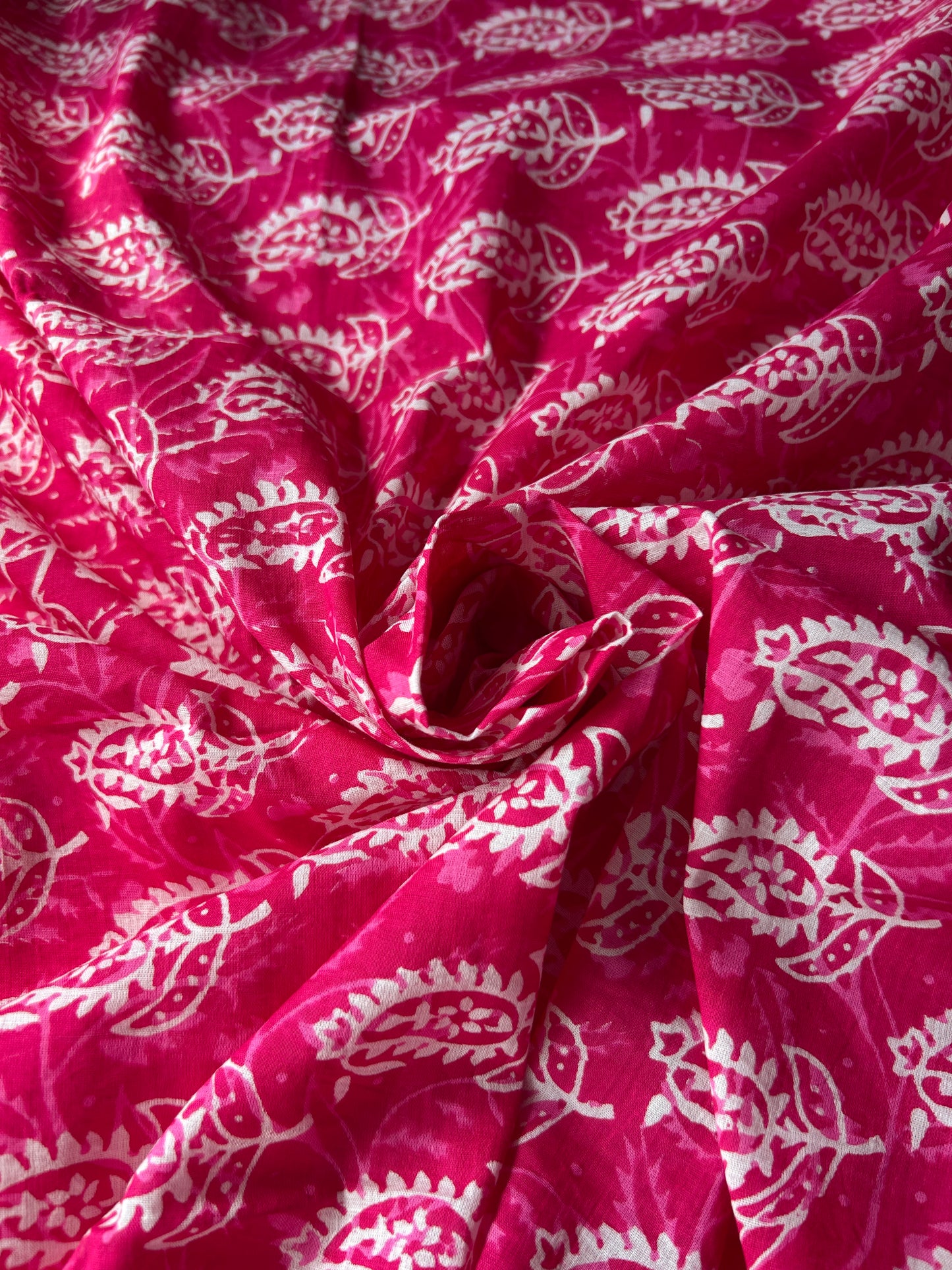 Pink Blossom Handblock Cotton Saree
