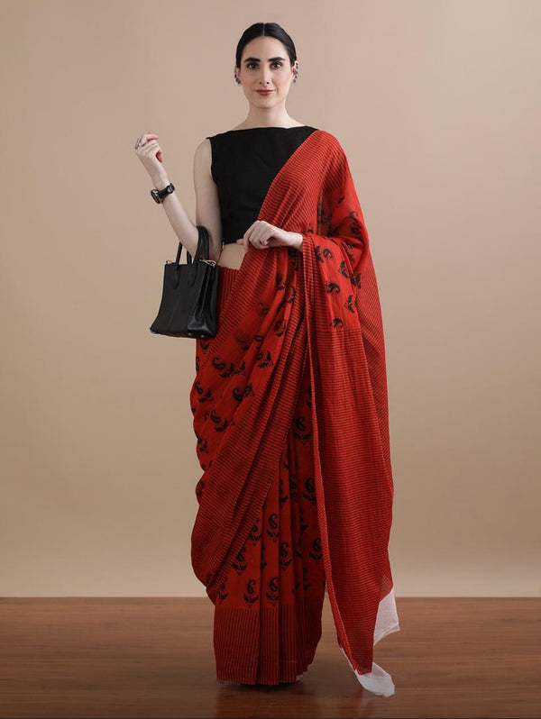 Laal Siyaahi Mul Cotton Saree