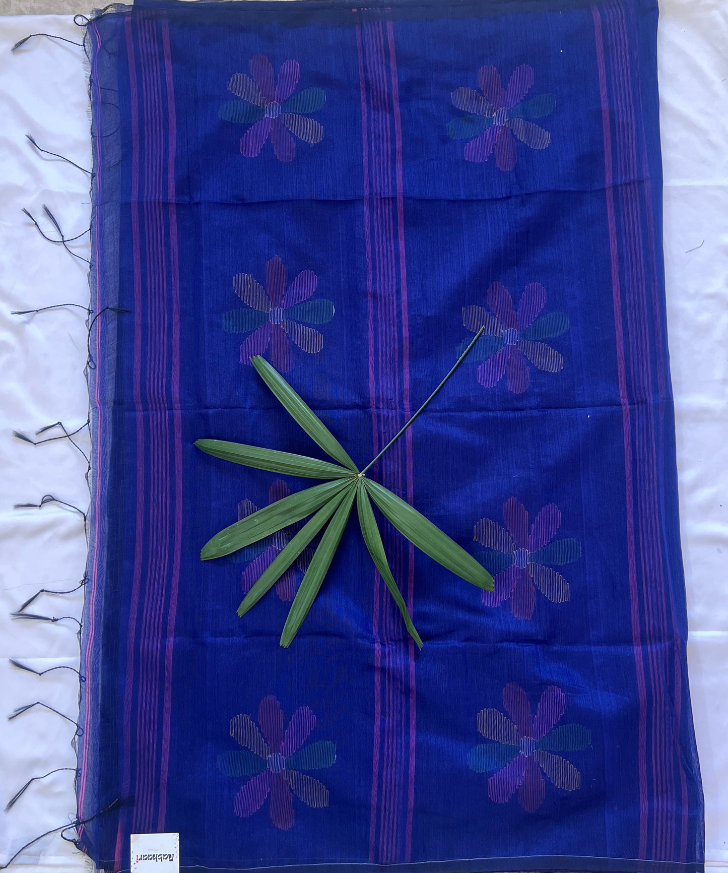 Navy Blue Cotton Silk Thread work Saree
